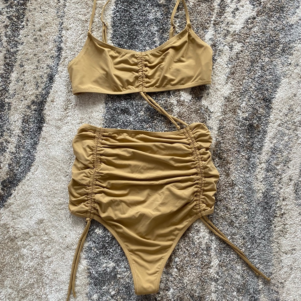 High waisted tan bikini